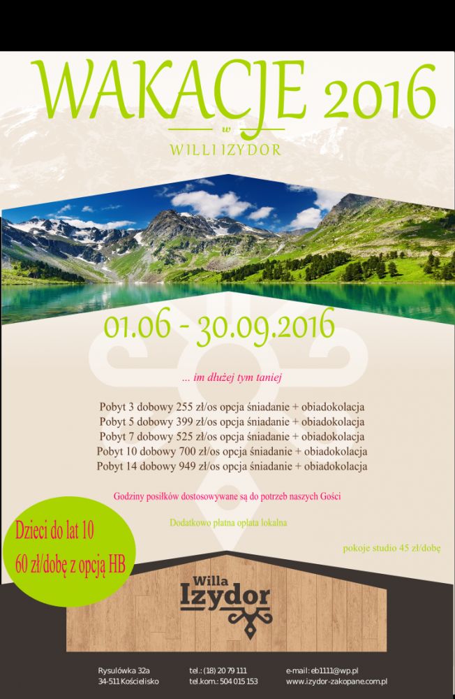 Willa IZYDOR wynajem pokoi Bukowska Barbara